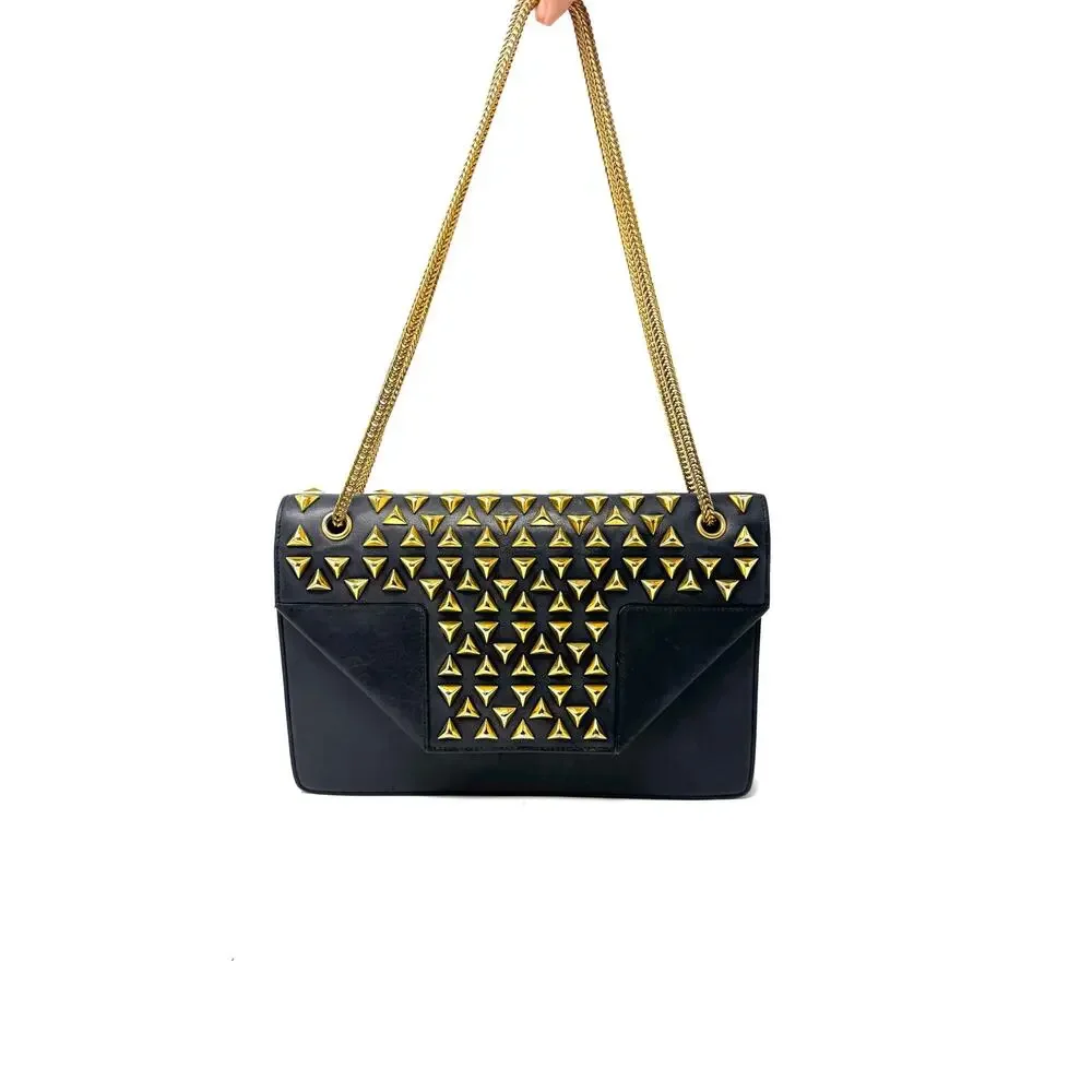 Saint Laurent Betty Clous Studded Medium Flap Shoulder Bag Black Leather